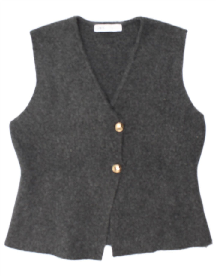 Zara Femme Gilet UK 44 Large Gris Polyester