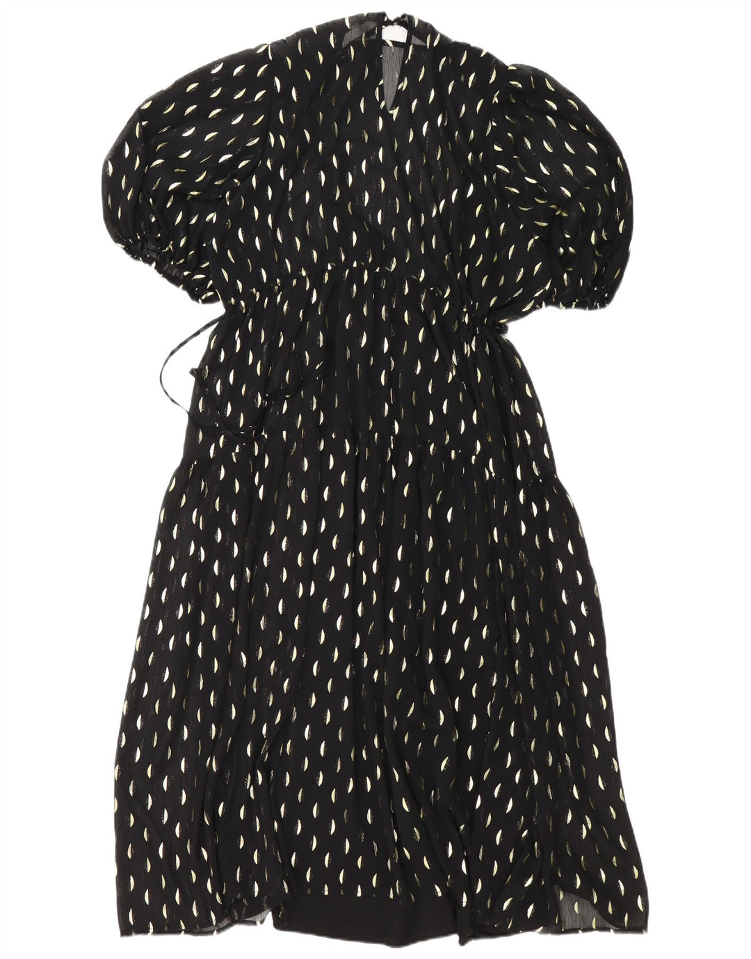 H&M Femme Robe Maxi UK 44 Medium Noir Tacheté Polyester