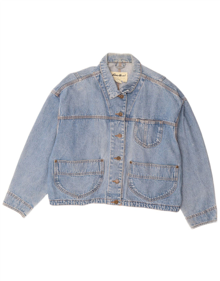 EDDIE BAUER Veste en jean surdimensionnée pour femme UK 14 Bleu moyen Coton