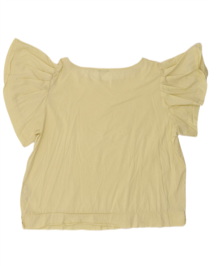 BENETTON Chemisier chauve-souris pour femme UK 18 XL Jaune Coton