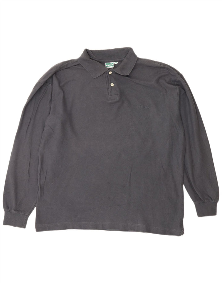 DIADORA Polo à Manches Longues Homme IT 48 Gris Moyen Coton