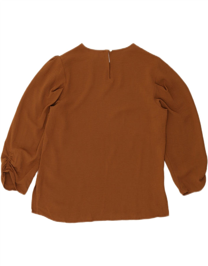 DKNY Womens 3/4 Sleeve Blouse Top UK 6 XS Brown Polyester Vintage Dkny and Second-Hand Dkny from Messina Hembry 