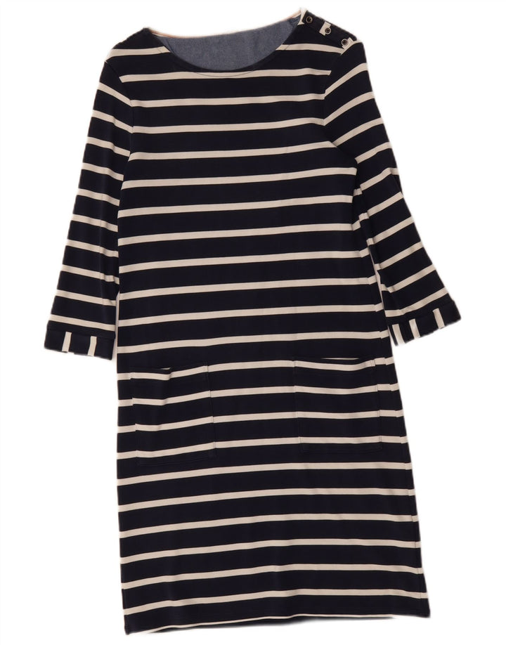 WHITE STUFF Womens 3/4 Sleeve Shift Dress UK 10 Small  Navy Blue Striped