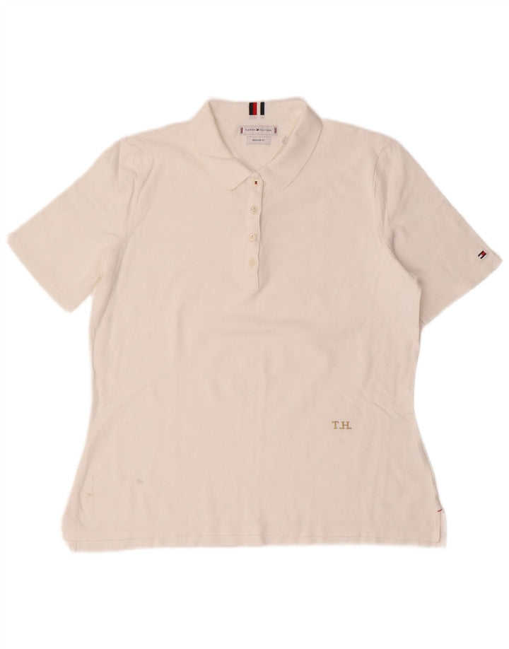 TOMMY HILFIGER Womens Polo Shirt UK 16 Large White