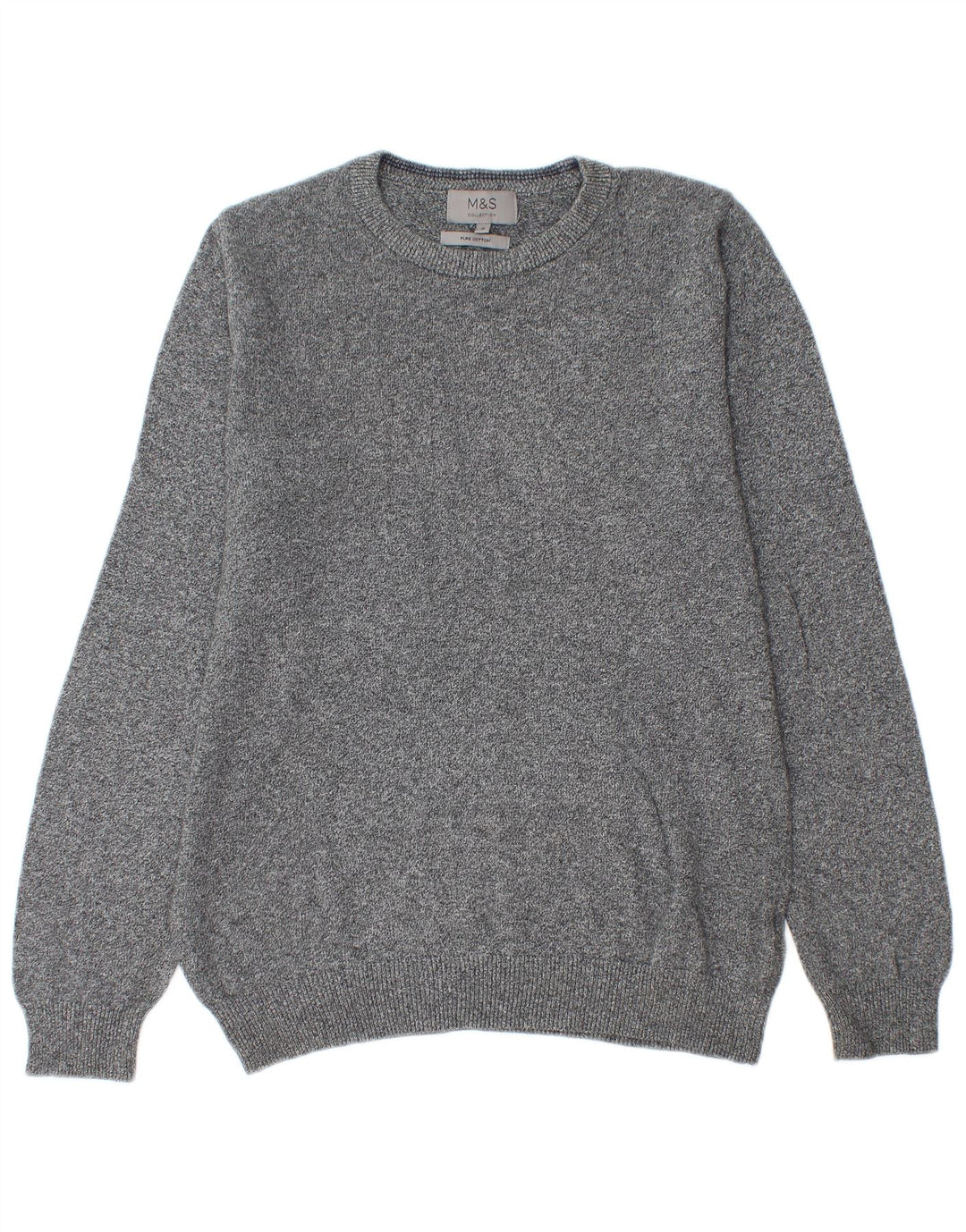 Marks & Spencer Pull à col rond pour homme en coton moucheté gris petit