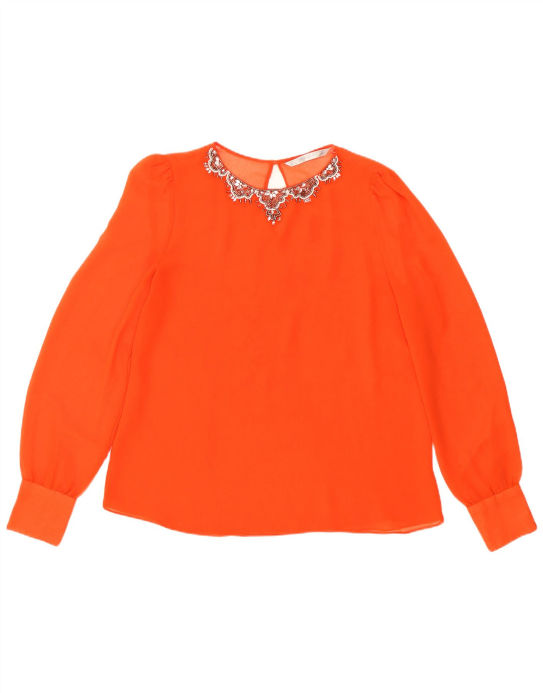Zara Chemisier transparent à manches longues pour femme UK 16 Large Orange