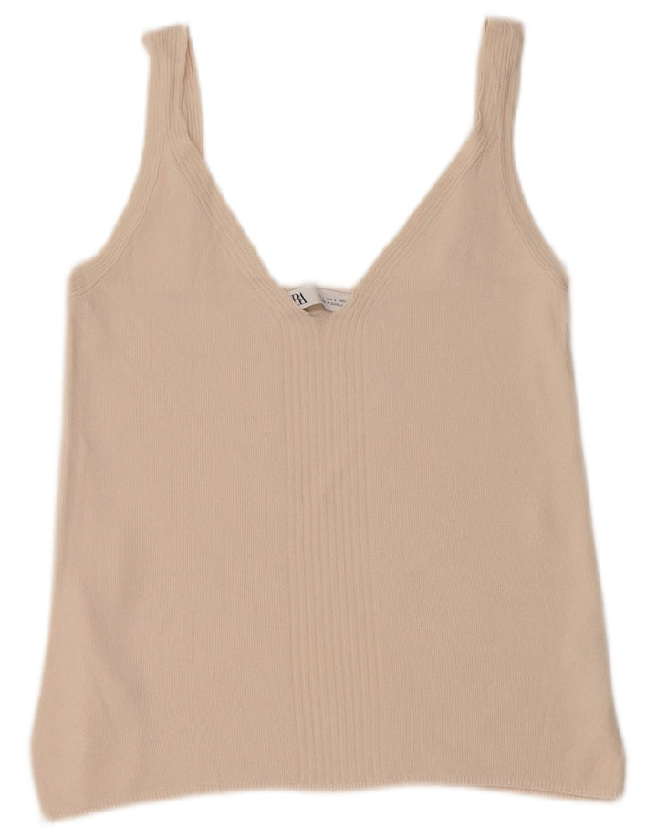 Zara Femme Crop Cami Top UK 14 Large Beige Viscose