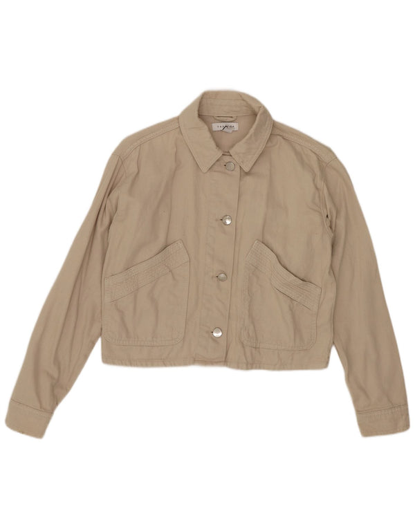 Topshop Veste bomber surdimensionnée pour femme Petite Crop UK 6 XS Coton beige