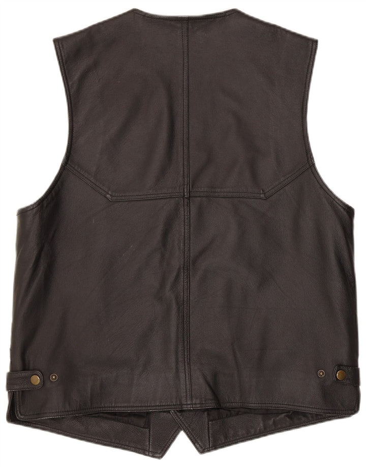 gilet en cuir homme vintage cuir noir moyen