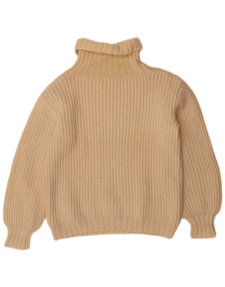 VINTAGE Womens Roll Neck Jumper Sweater UK 16 Large Beige