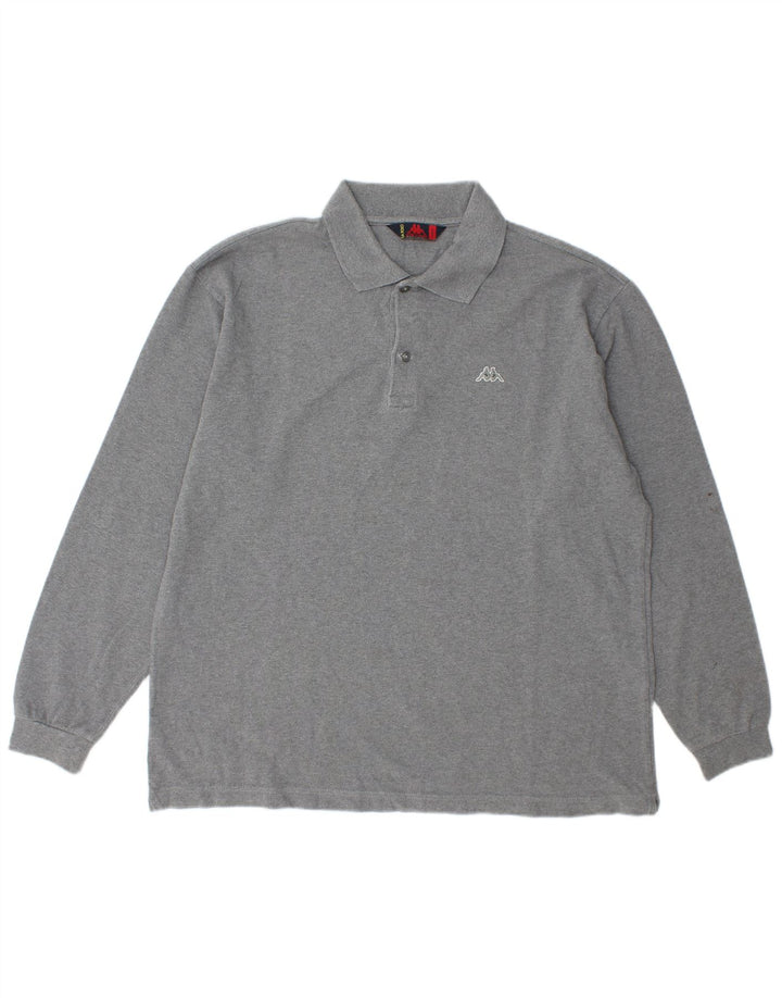 Kappa Polo à manches longues pour homme en coton gris moyen