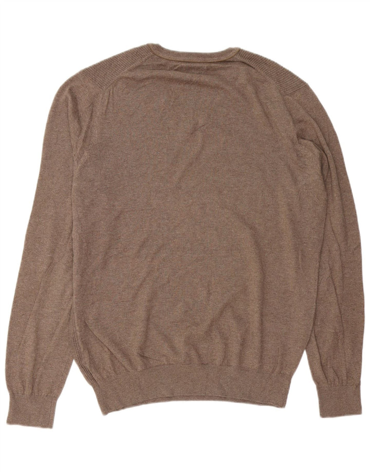 Massimo Dutti Pull col V pour homme en coton marron Taille L