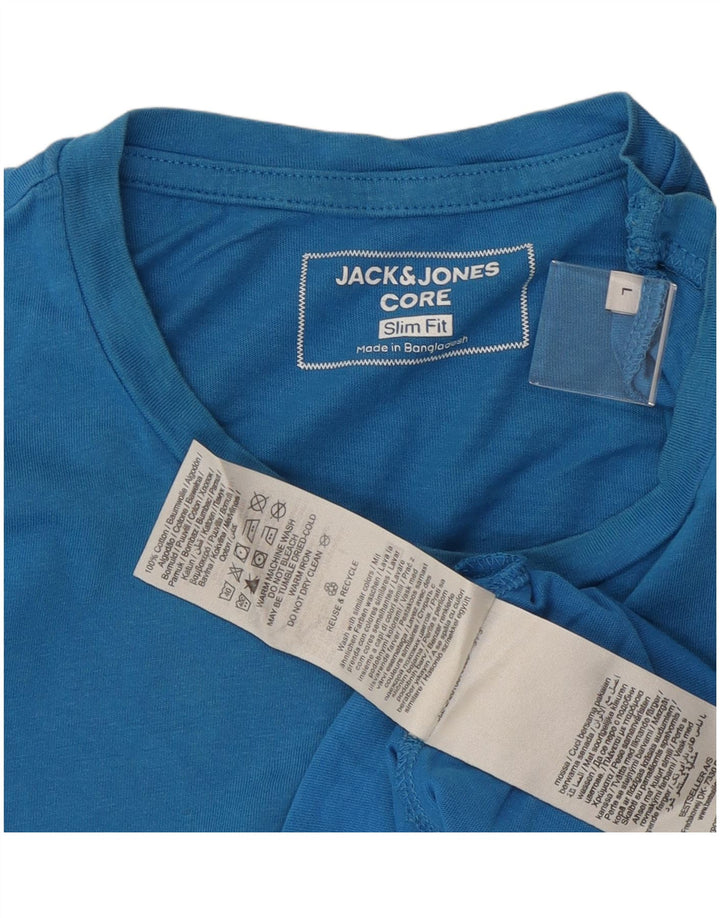 Jack & Jones T-shirt graphique coupe slim pour homme, grand bleu, coton