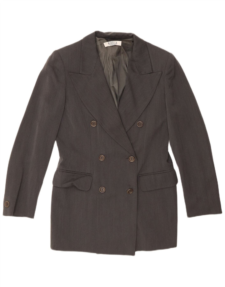 Marella Veste Blazer Double Boutonnage Femme UK 14 Gris Moyen Cupro