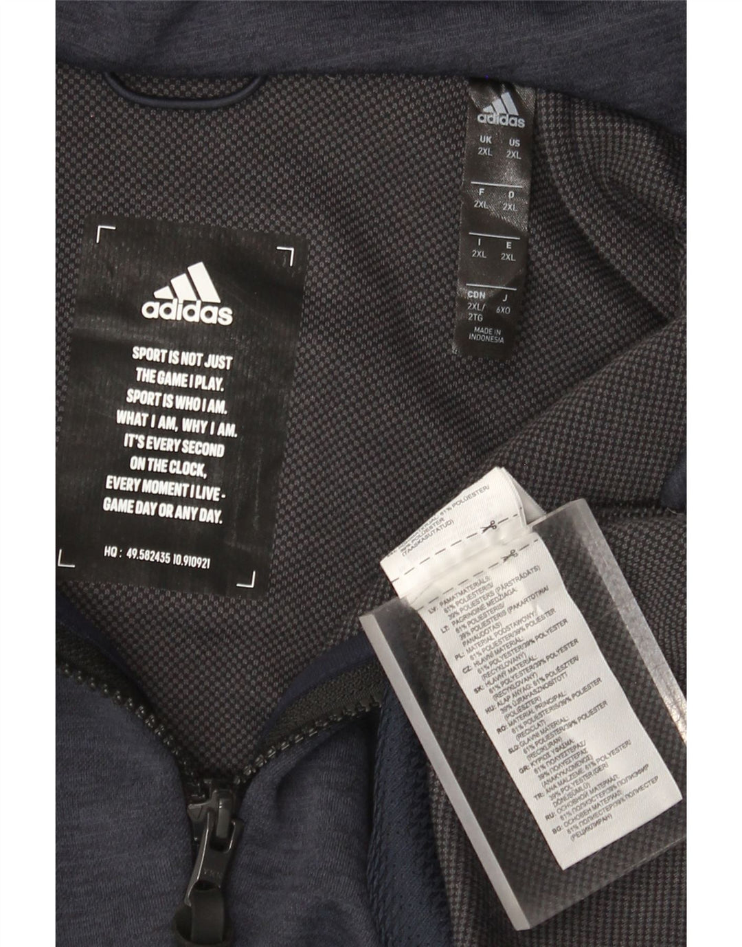 Adidas Pull à capuche zippé pour homme 2XL Bleu marine Polyester
