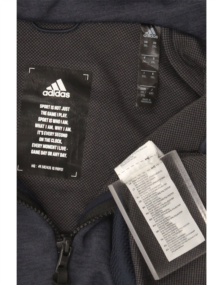 Adidas Pull à capuche zippé pour homme 2XL Bleu marine Polyester