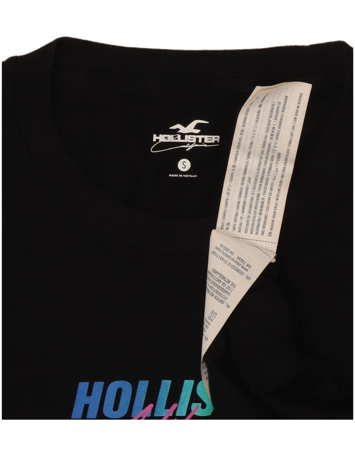 HOLLISTER Haut graphique à manches longues pour femme UK 10 Small Noir Coton