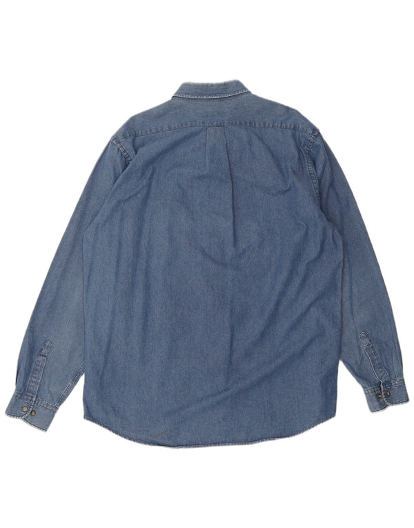 1st American Chemise en jean pour homme Taille 41/42 XL Bleu Coton