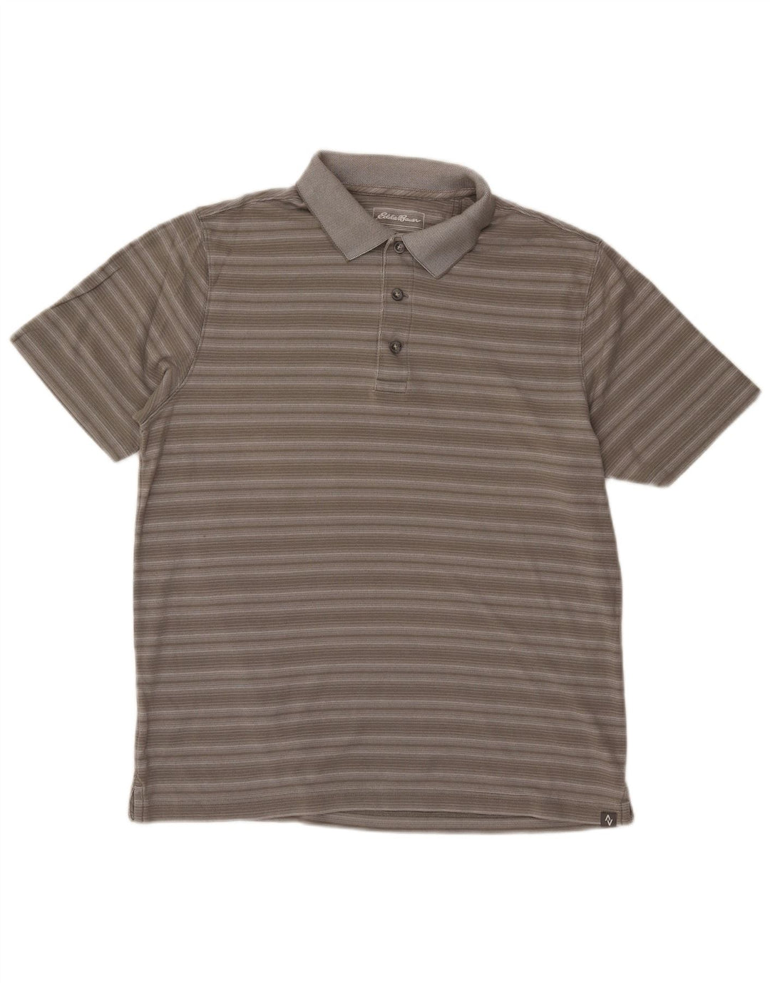EDDIE BAUER Polo Homme Gris Moyen Rayé Coton