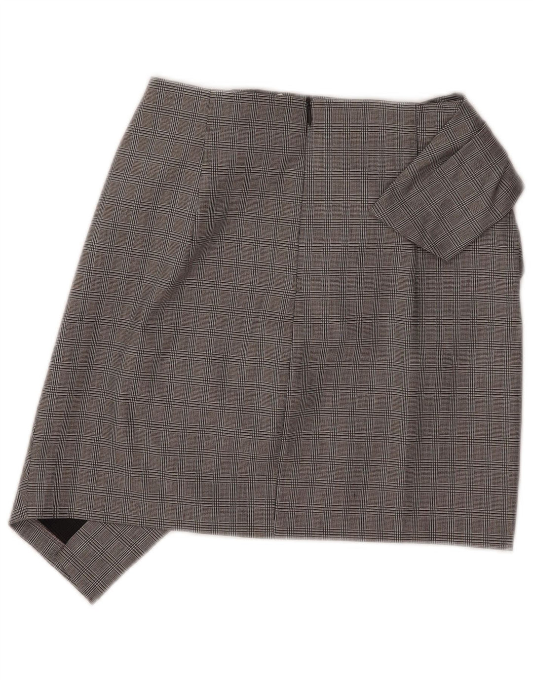 Zara Femme Mini Jupe Asymétrique XS W26 Gris Check Polyamide