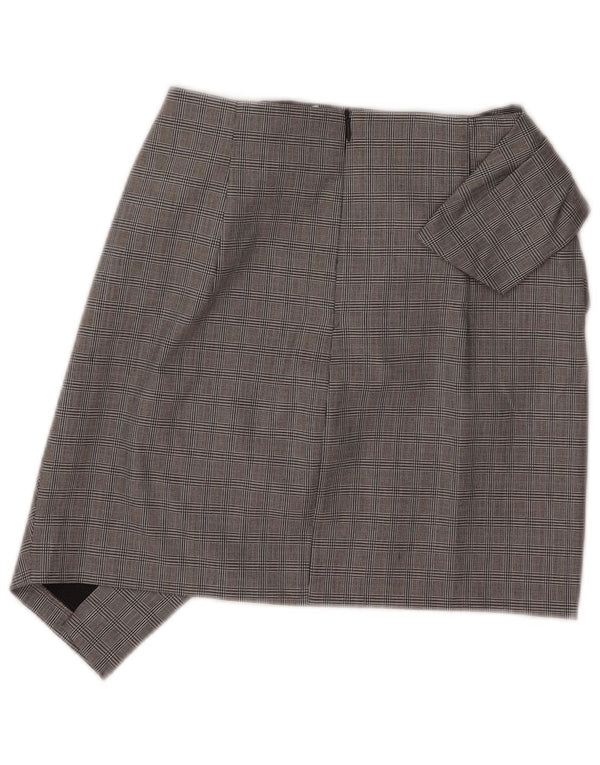 Zara Femme Mini Jupe Asymétrique XS W26 Gris Check Polyamide