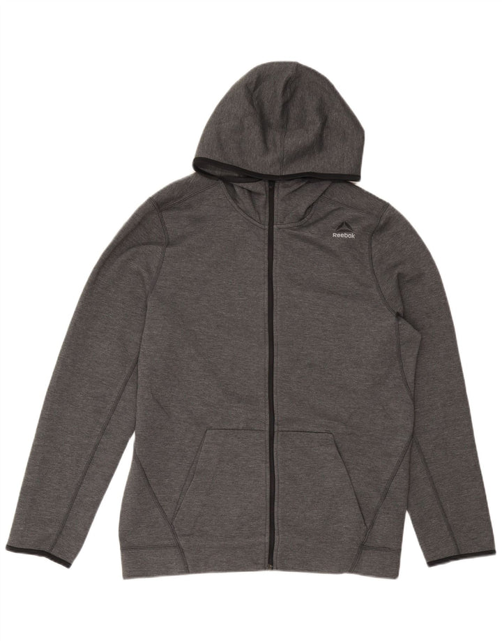 REEBOK Pull à Capuche Zippé Homme Gris Moyen Polyester
