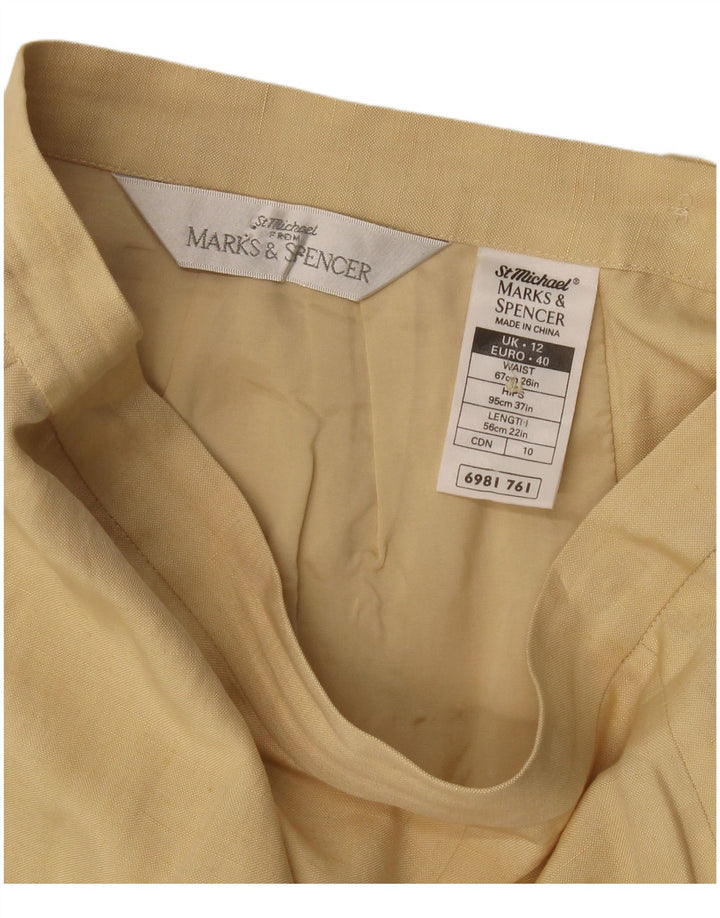 Marks & Spencer Jupe trapèze pour femme UK 12 Medium W28 Soie beige