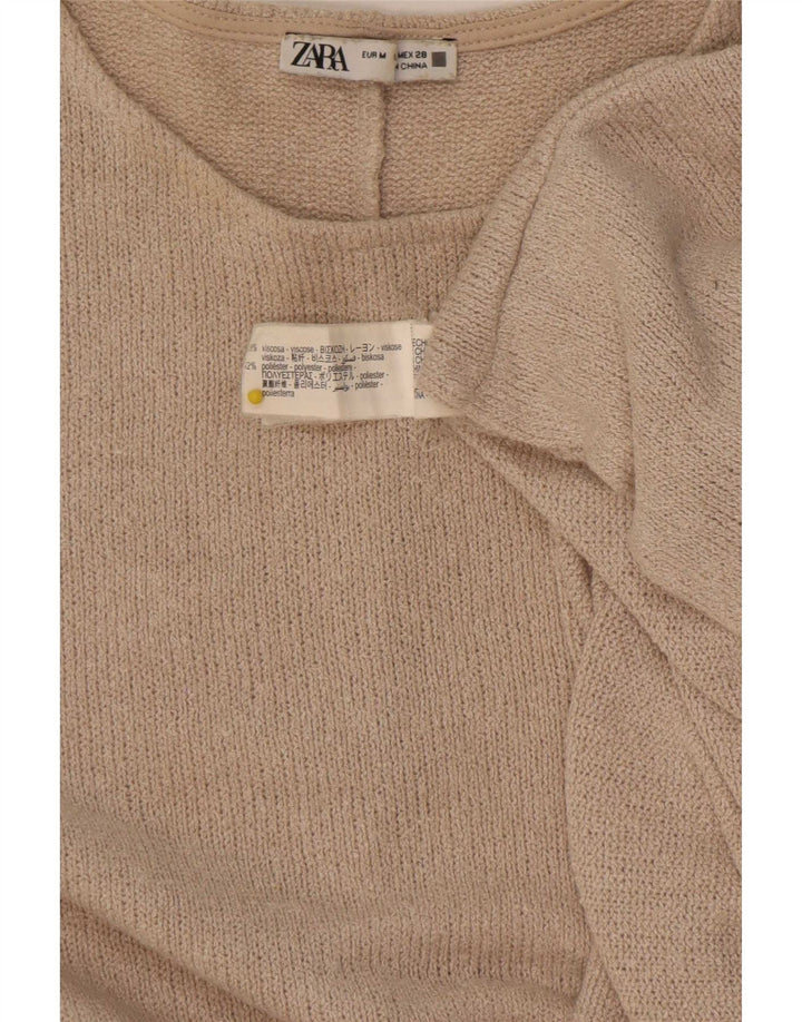 Zara Femme Chemisier Oversize Top UK 44 Viscose Beige Moyen