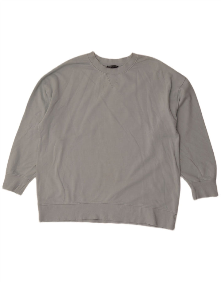Zara Homme Sweatshirt Jumper Large Bleu Coton