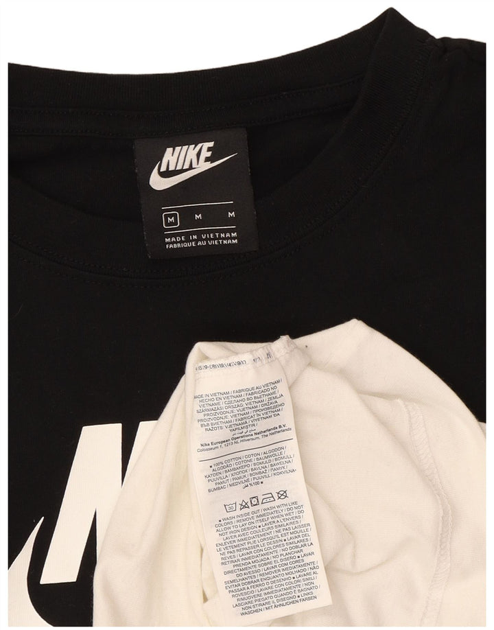 Nike Haut graphique à manches longues pour femme UK 12 Coton color block noir moyen