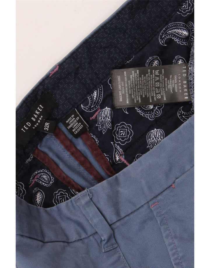 TED BAKER Pantalon de costume droit pour homme W32 L32 Bleu Coton