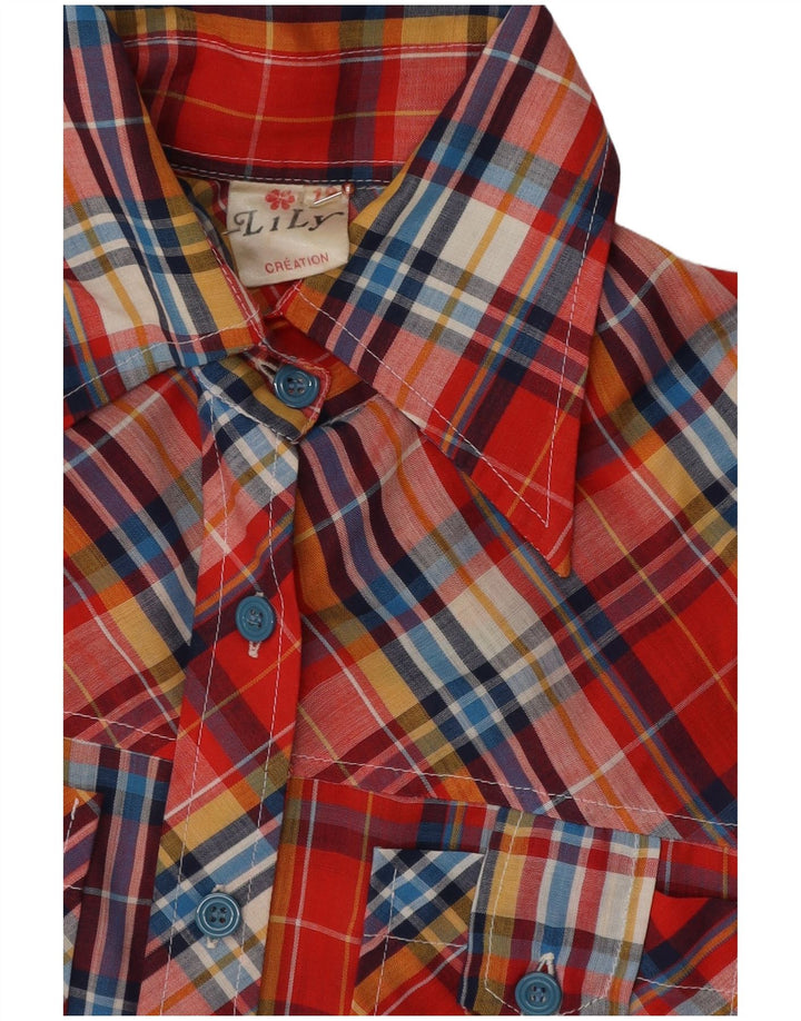 Chemise Vintage Filles 11-12 ans Rouge à Carreaux Polyester