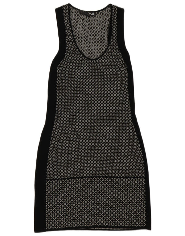 Liu Jo Femme Robe Moulante Sans Manches IT 42 Viscose Géométrique Noir Moyen