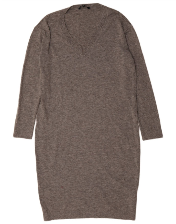 French Connection Robe Pull Femme UK 44 Large Gris Moucheté Polyester