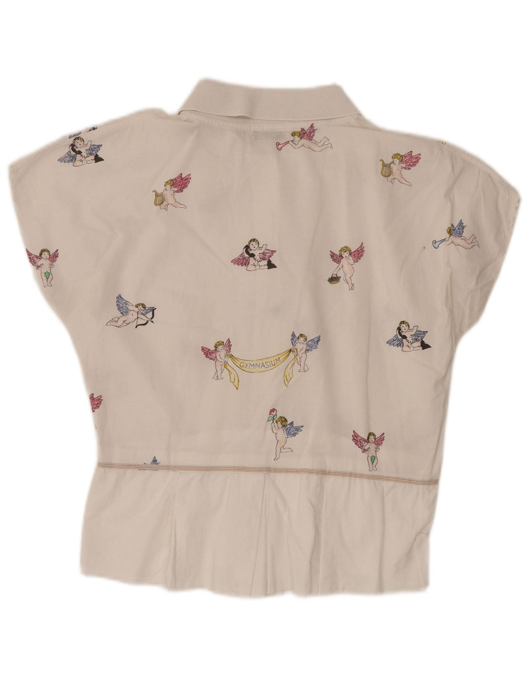 GYMNASIUM Chemisier graphique pour femme UK 14 Grand coton blanc cassé