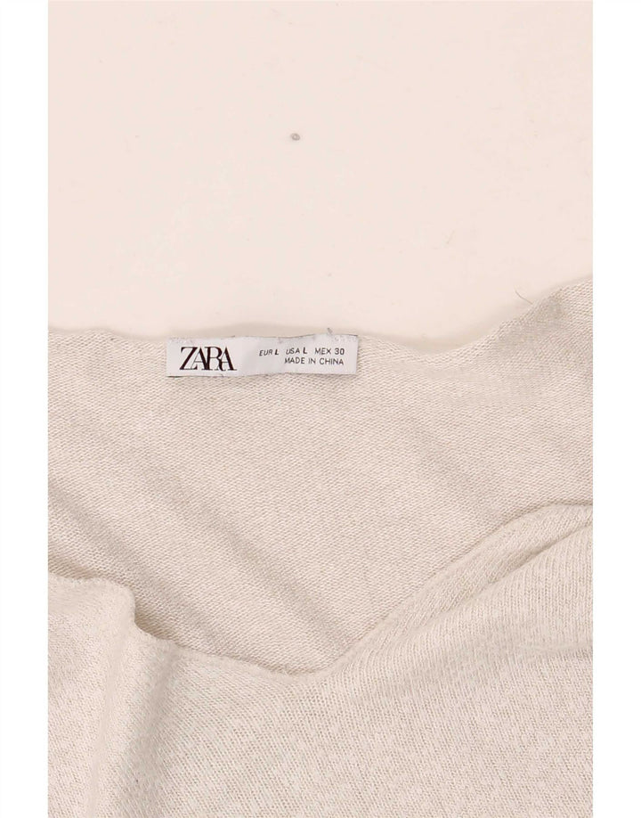 Zara Pull col V pour femme UK 16 Large Argenté