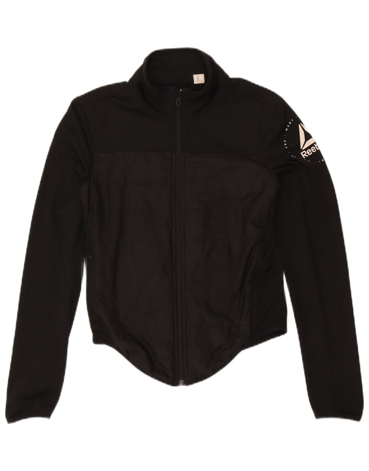 Reebok Veste de survêtement graphique pour femme UK 8/10 Small Noir Polyester