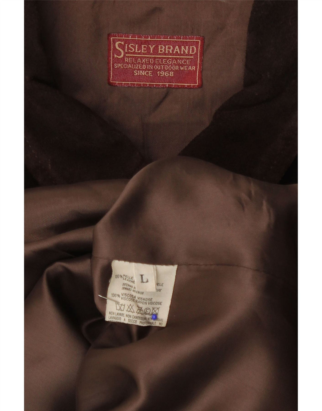 Sisley Veste en daim décontractée pour homme UK 40 Grand cuir marron