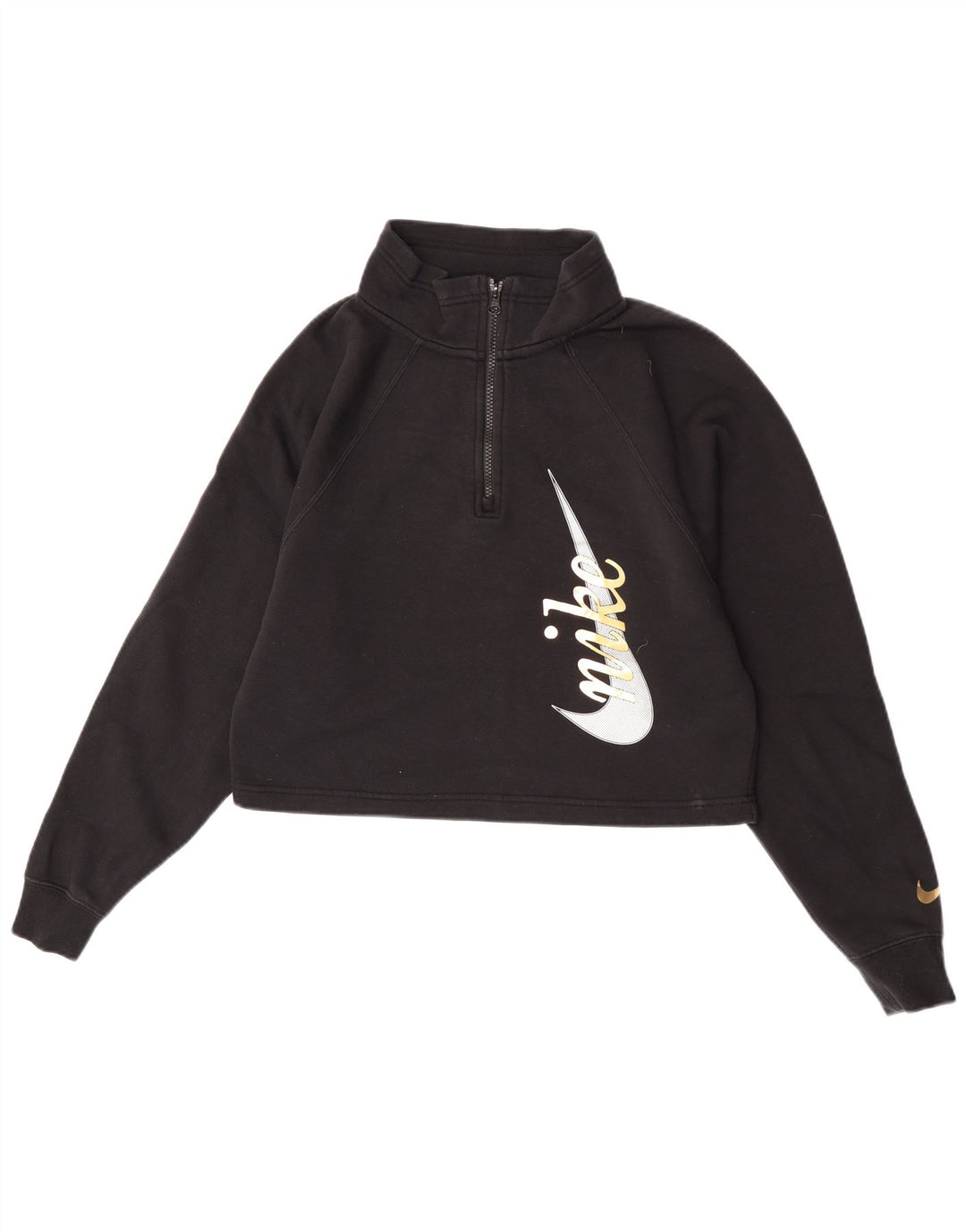 Nike Sweat-shirt surdimensionné à col zippé pour femme UK 10 Petit Noir