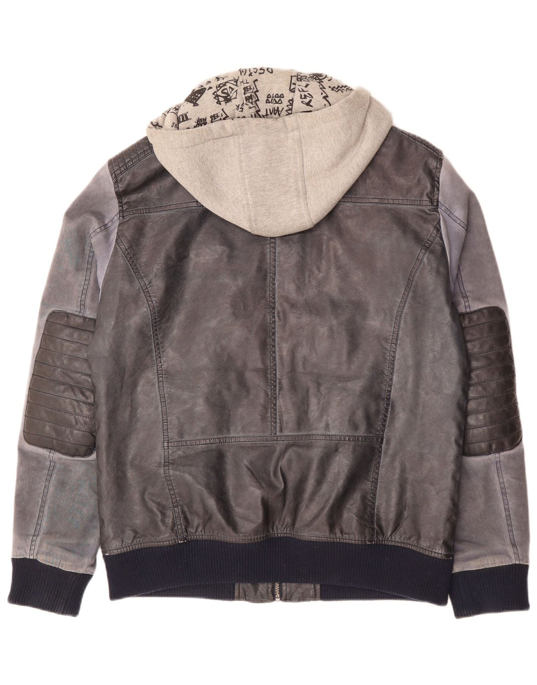 Desigual Veste Bomber À Capuche Homme UK 42 XL Bleu Marine Polyuréthane