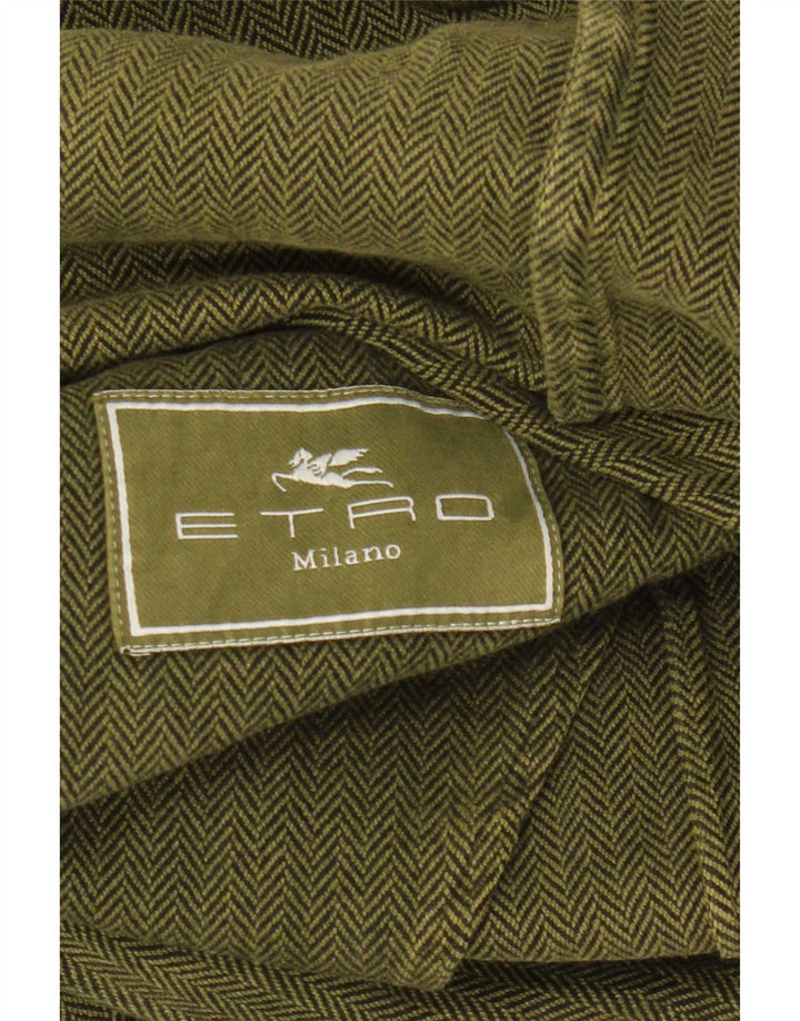 Etro Veste blazer 3 boutons pour homme IT 48 Vert moyen à chevrons