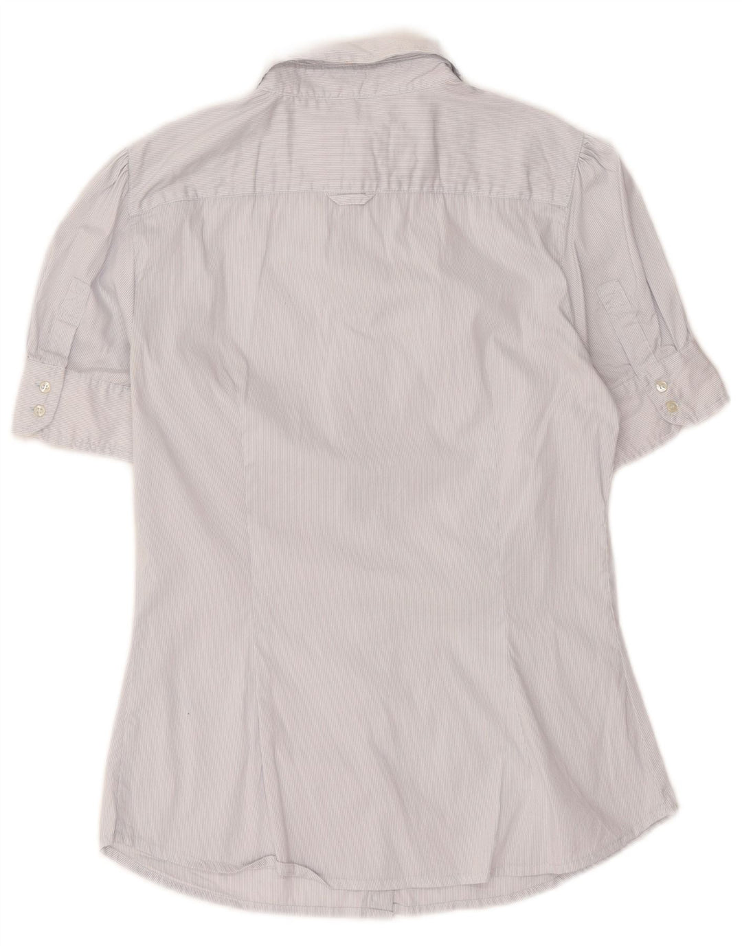 Zara Chemise à manches courtes pour femme UK 14 Medium White Pinstripe