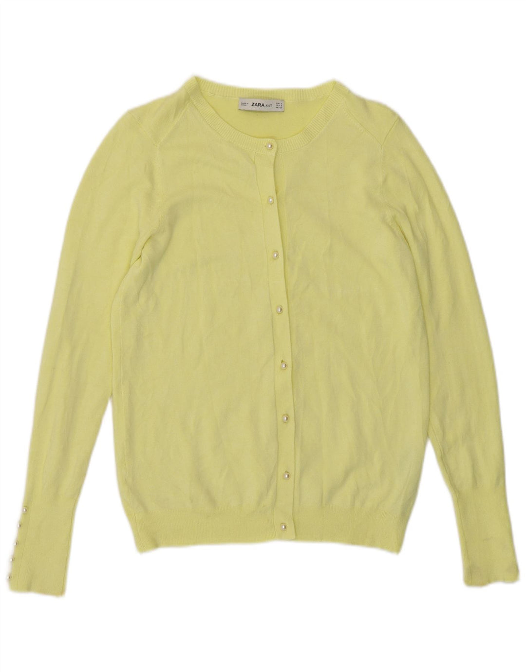 Zara Cardigan Femme Pull UK 10 Petite Viscose Jaune