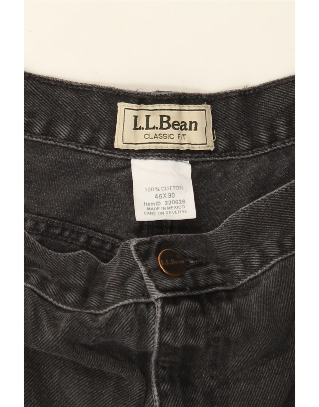 L.L.BEAN Jean droit coupe classique pour homme W46 L30 coton noir