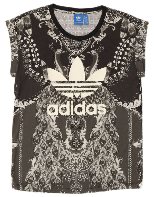 Adidas Womens Peacock Graphic T-Shirt Top UK 10 Petit Gris