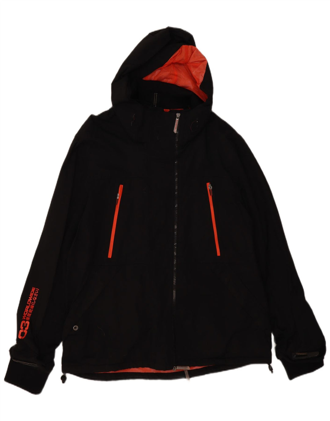 SUPERDRY Veste coupe-vent à capuche pour hommes UK 46 3XL Noir