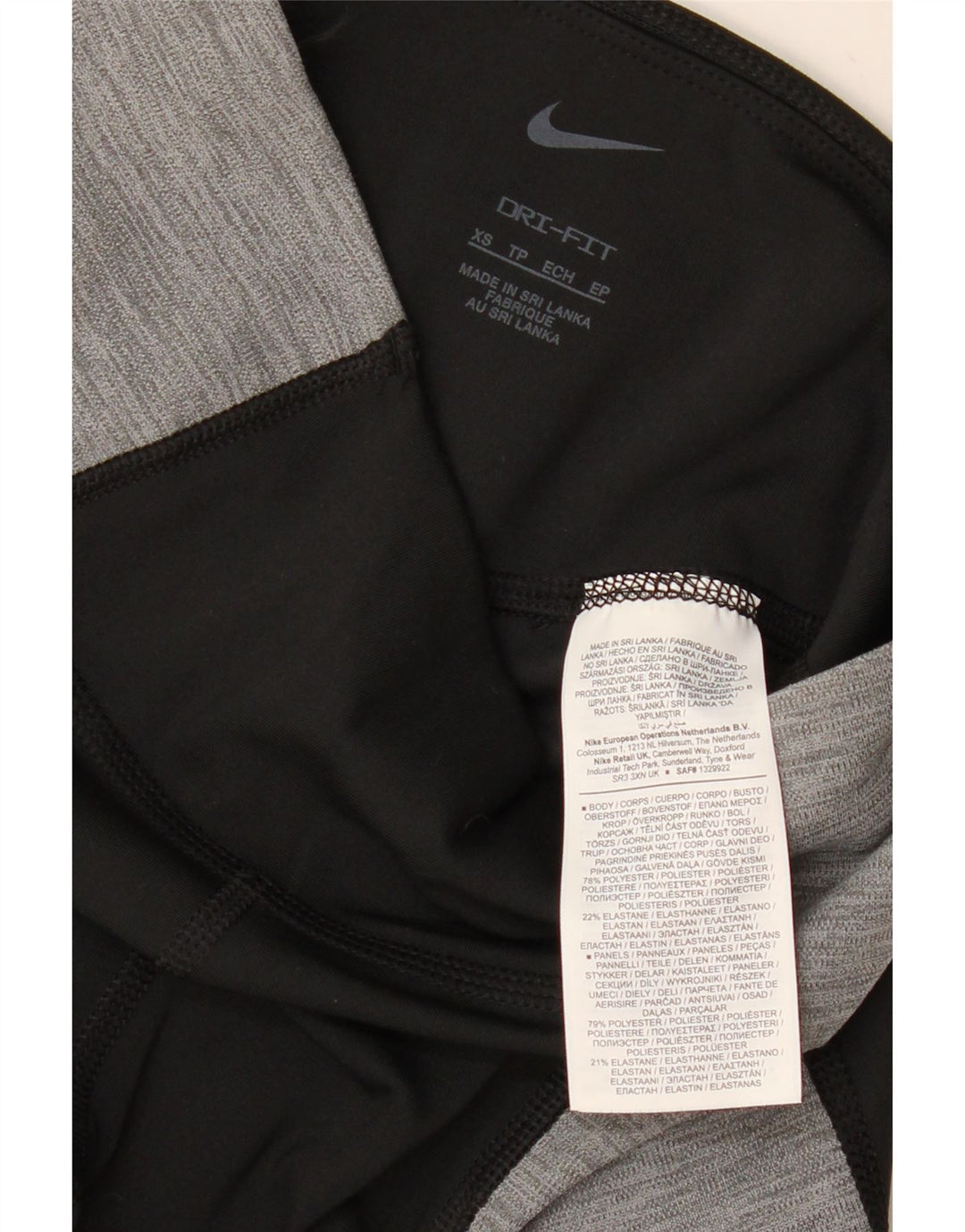 NIKE Legging Dri Fit pour femme UK 4 XS Noir Colorblock Polyester