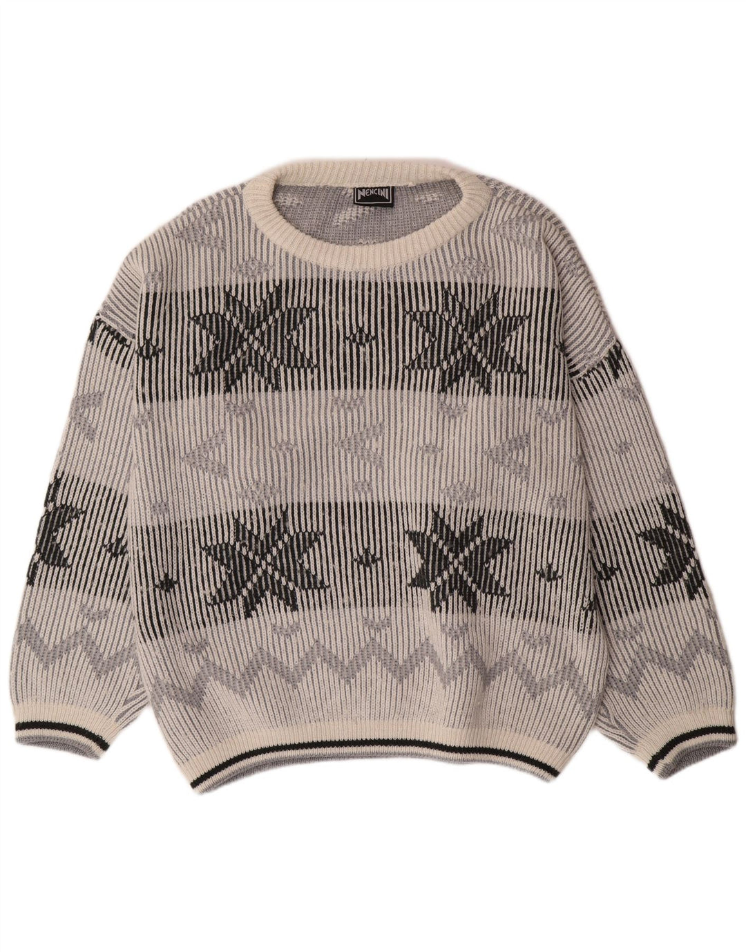 VINTAGE Pull col bateau pour homme XL Off White Fair Isle Classic