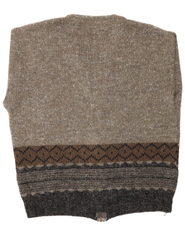 CONSENSO Pull Cardigan sans Manches Homme XL Marron Géométrique