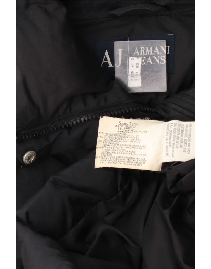 Armani Jeans Manteau rembourré pour femme UK 14 Large Bleu Marine Polyamide